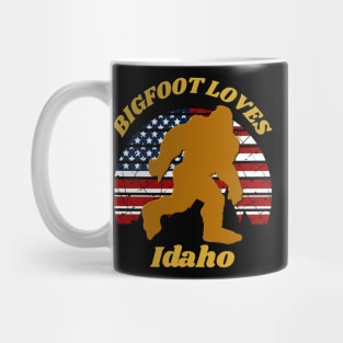 Bigfoot loves America and Idaho too Mug